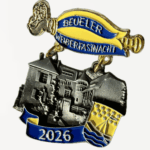 Festabzeichen Beueler Weiberfastnacht 2026 mit Burg Lede als Motiv